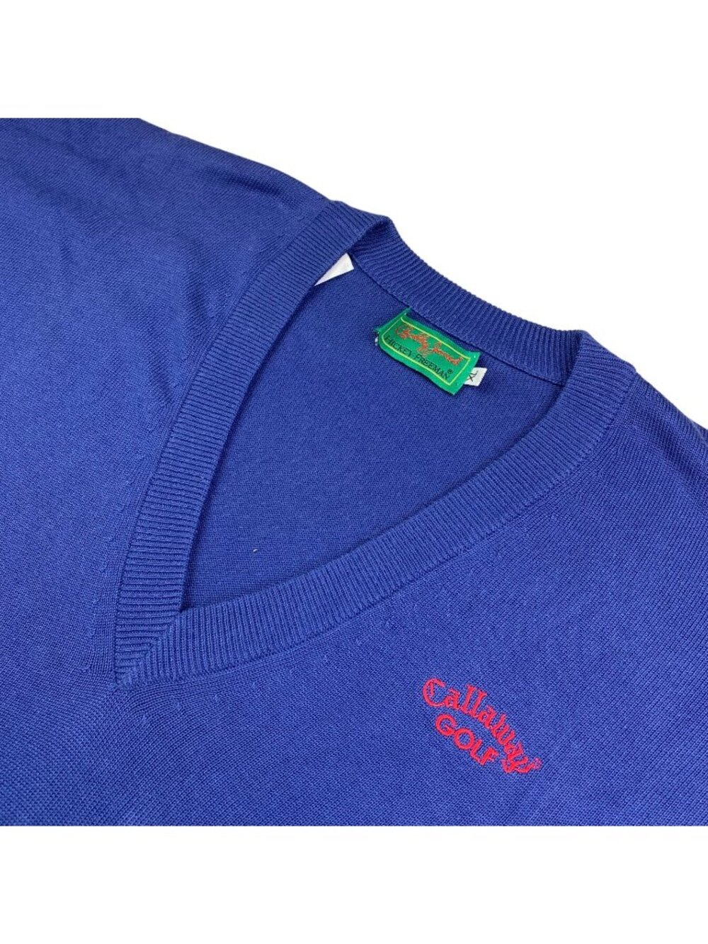 Bobby Jones x Hickey Freeman Men's 100% Cotton V-Neck Sweater Blue • XL